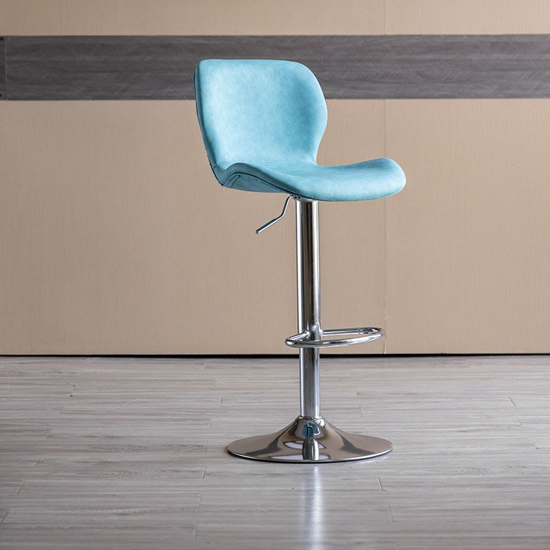 Contemporary Swivel Adjustable Height Stool Matte Finish Leather Barstool