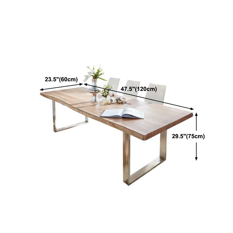 Rectangle Glam Style Dining Table Fixed Table with Solid Wood