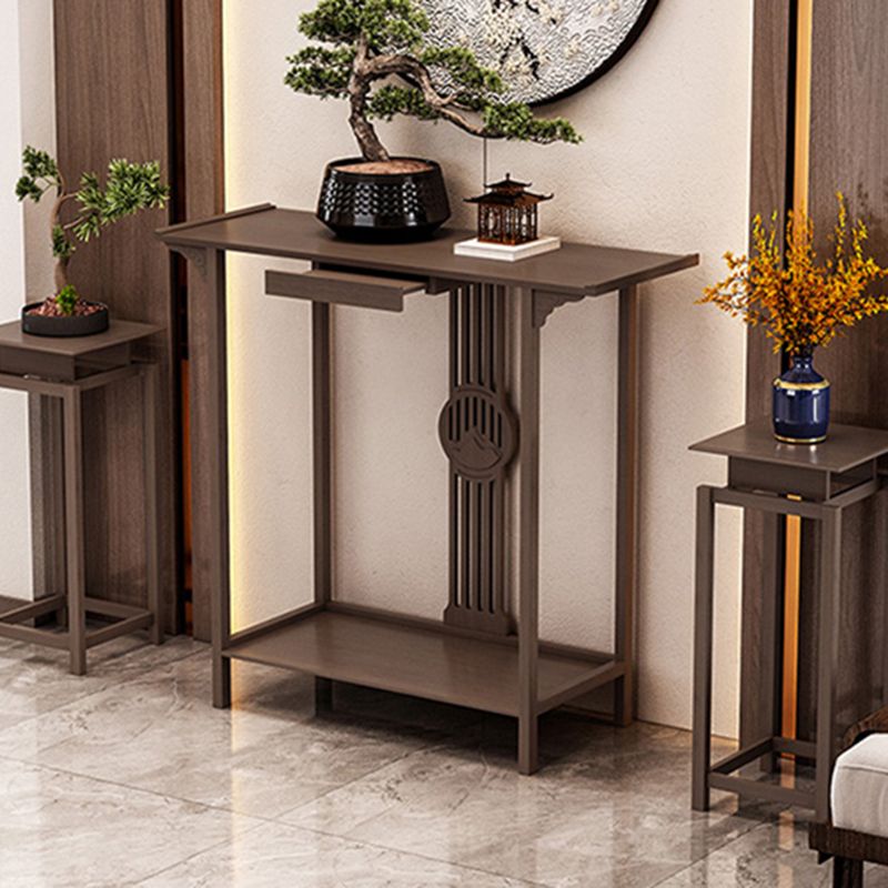 Rectangle Shape Contemporary Console Table Dark Brown Bamboo Console Sofa Table