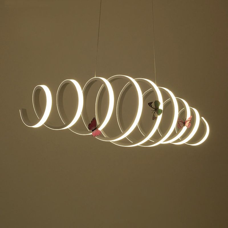 Linear Metal LED Island Light Fixture Modern Ceiling Pendant Light for Dining Room