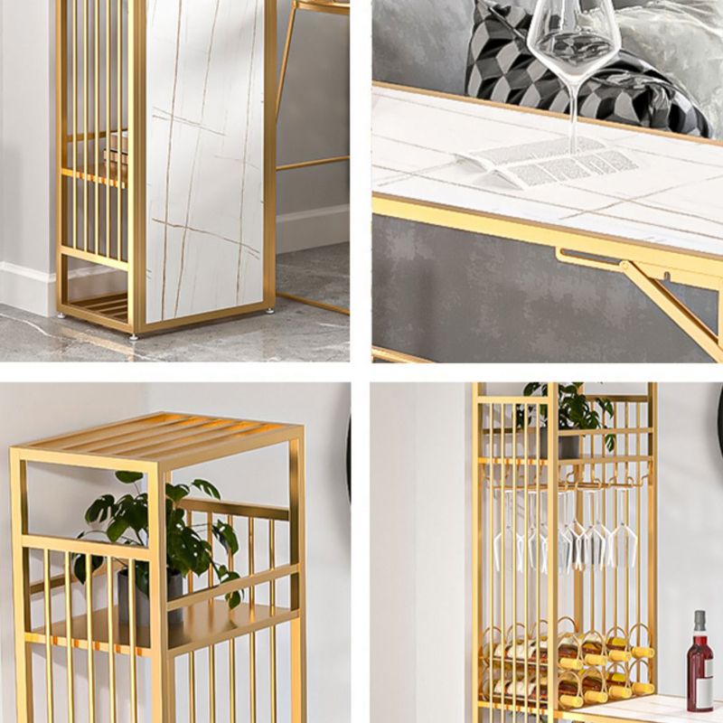 Glam Folding Bar Table Set 1/2 Pcs Bar Table and Bar Stools with Metal Frame