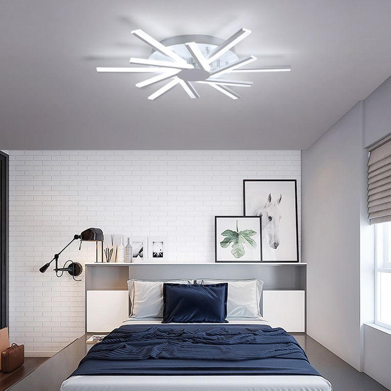 31.5"/39" W LED Living Room Ceiling Mounted Light White Semi Flush Light Fixture with Spiral Acrylic Shade in Warm/White Light