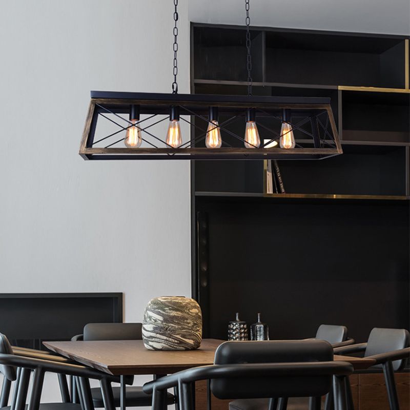 Industrial Island Light Geometric Hanging Lighting Fixture for Dining Room