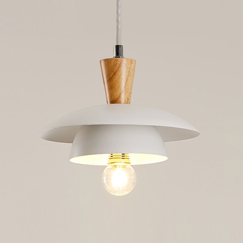 Saucer Pendant Lamp Wooden Nordic Hanging Light Fixture for Dining Room