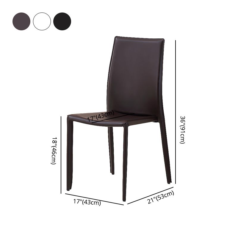 Sillas de comedor apilables de estilo minimalista, sillas de cuero con respaldo sólido para el hogar (juego de 2)