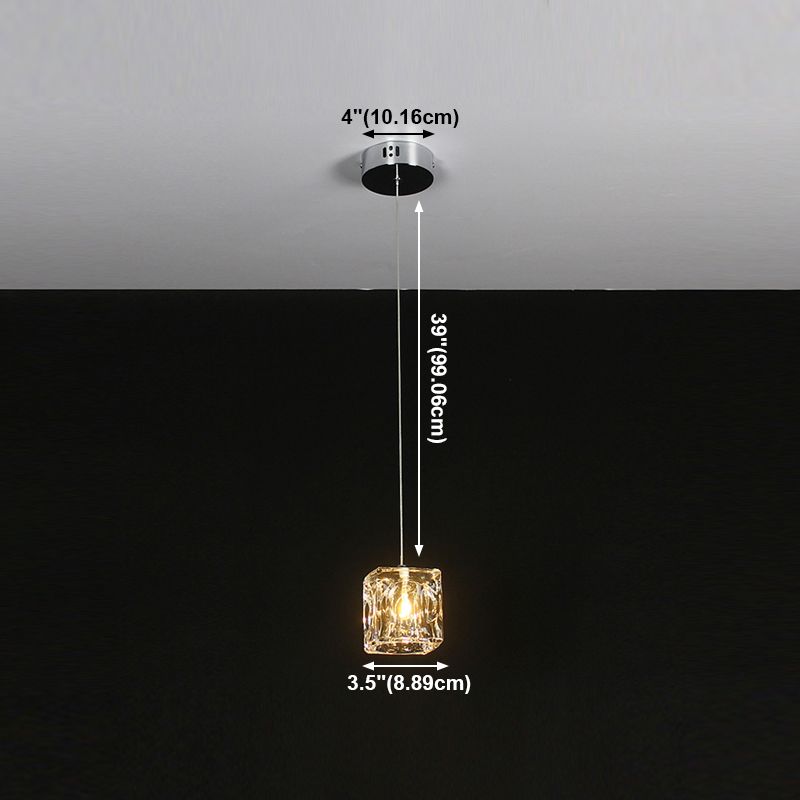 Cube Shape Crystal Pendant Light Contemporain multiple suspendu pour les escaliers