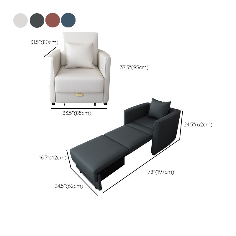 Metal Frame Futon Chairs Faux leather Square Arms Sofa Bed with Upholstered, 31.49" Wide