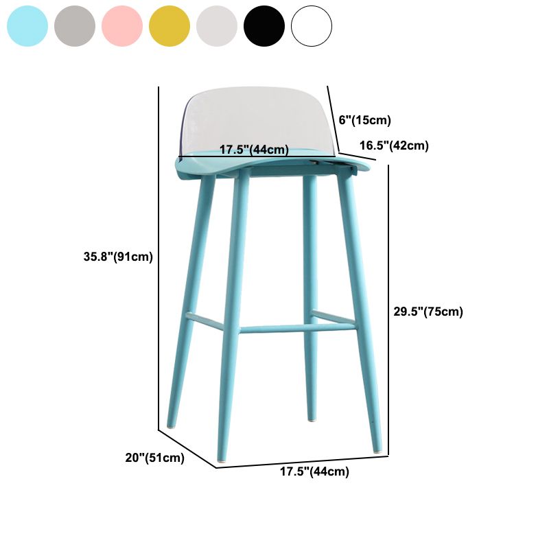 Nordic Armless Backrest Counter Stool Iron Kitchen Bar Stool with Acrylic Seat and Pedal