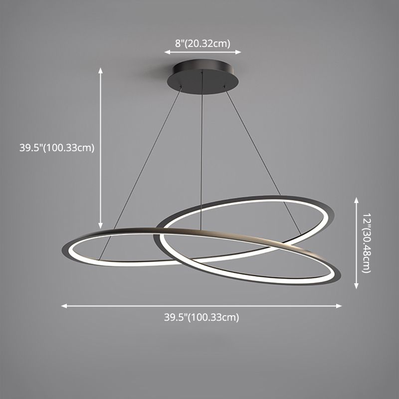 Black Aluminum Hanging Pendant Lights Contemporary Hanging Lamps for Living Room