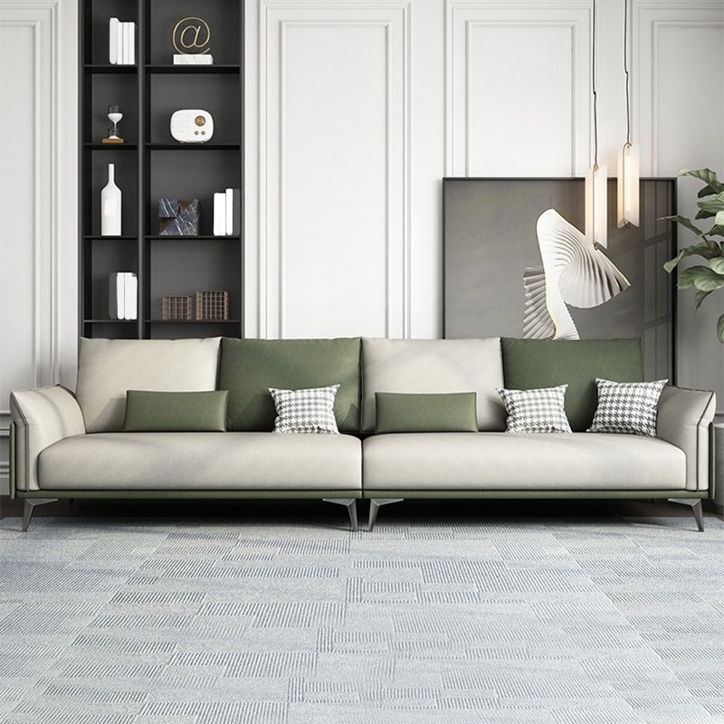 Faux Leather Stain Resistant Contemporary Sofa Couch in Green