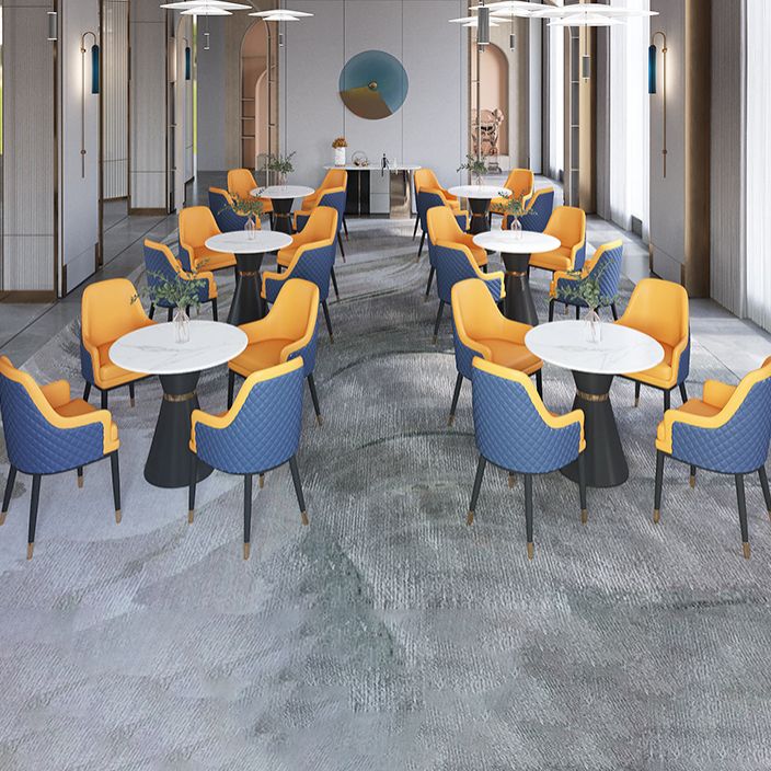 Contemporary Faux Marble Dining Table Set Round 1/2/3/4/5 Pieces Dining Set for Home Use