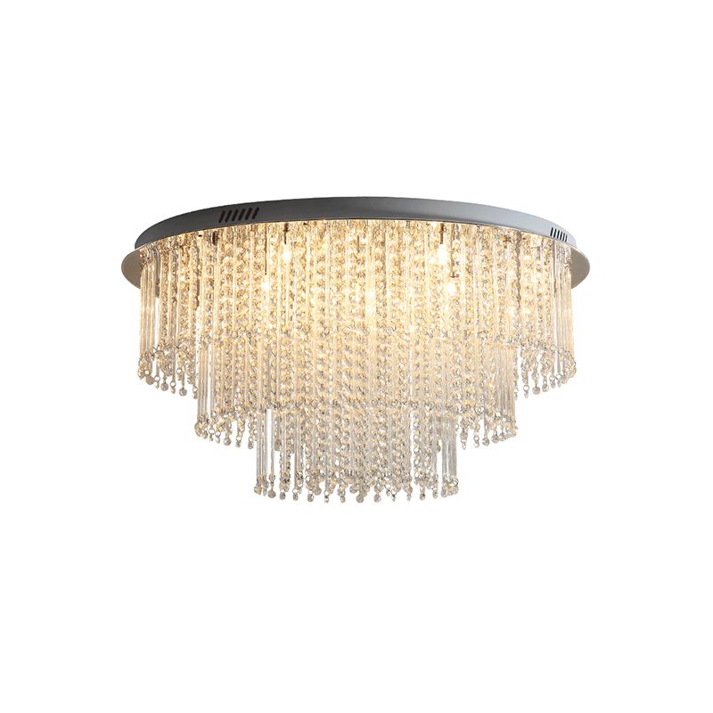 Capa de cristal 3 niveles de luz de techo Modernismo Lámpara de montaje de LED de níquel para sala de estar