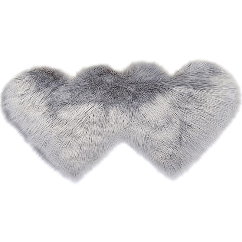 Double-Heart Shaped Modern Rug Multicolor Plain Carpet Stain Resistant Pet Friendly Non-Slip Backing Rug for Living Room