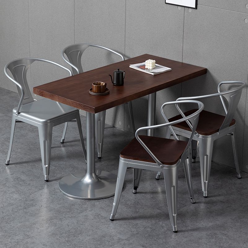 Chaise de salle à manger industrielle en métal, fauteuil empilable à dossier à lattes pour restaurant