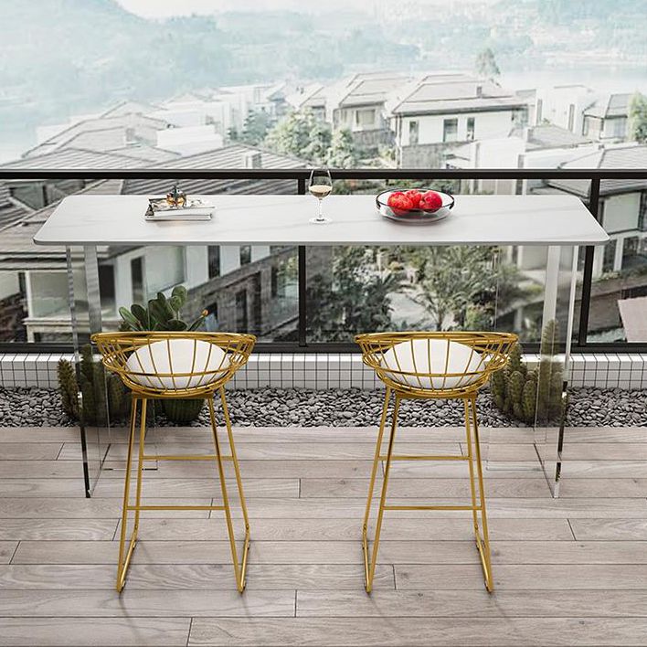 Sintered Stone Double Pedestal Rectangle Bar Table for Kitchen Dining Room