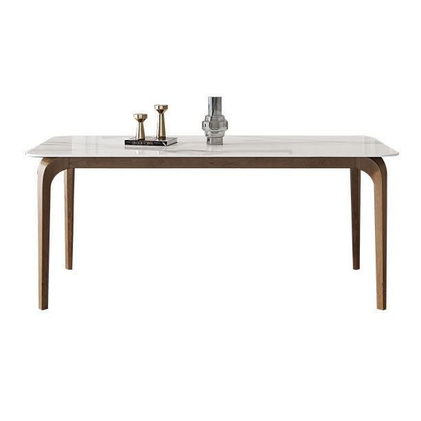 Mesa de comedor industrial rectangular Mesa blanca fija con piedra sinterizada