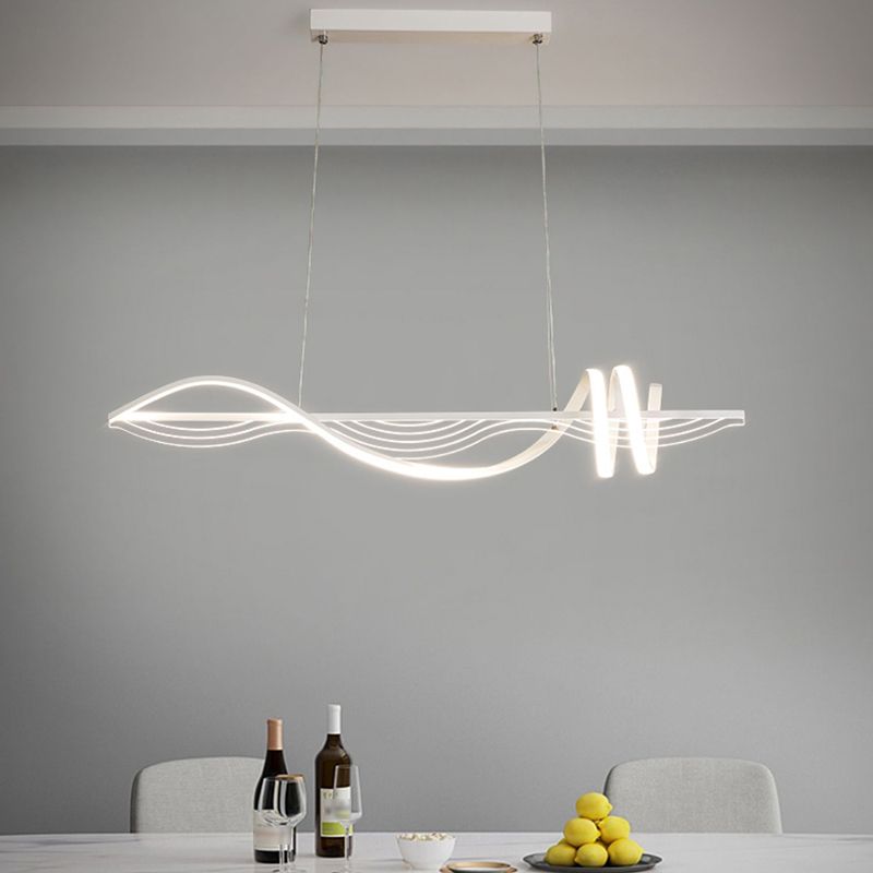 Strip Shape Island Lamp LED Island Hanging Lamp with Silica Gel Shade for Dining Room