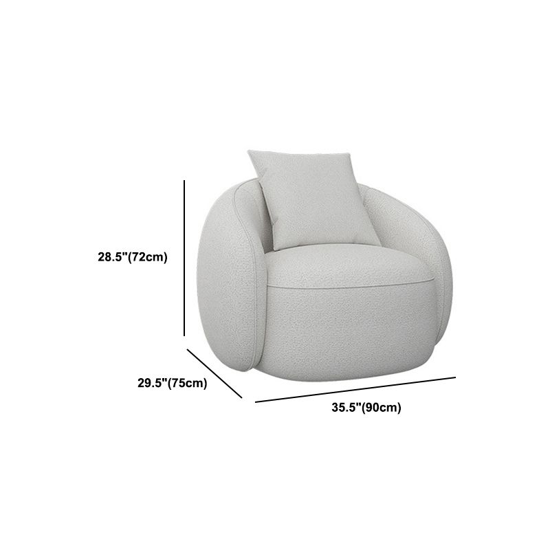 Curved Wool Sofa White Contemporary Sloped Armed Sofa - 33.46" D