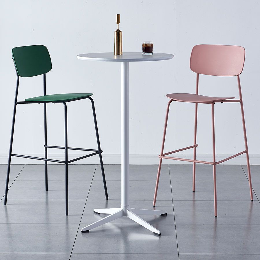 Scandinavian Backrest Counter Bar Stool Plastic Rectangle Counter-height Stool