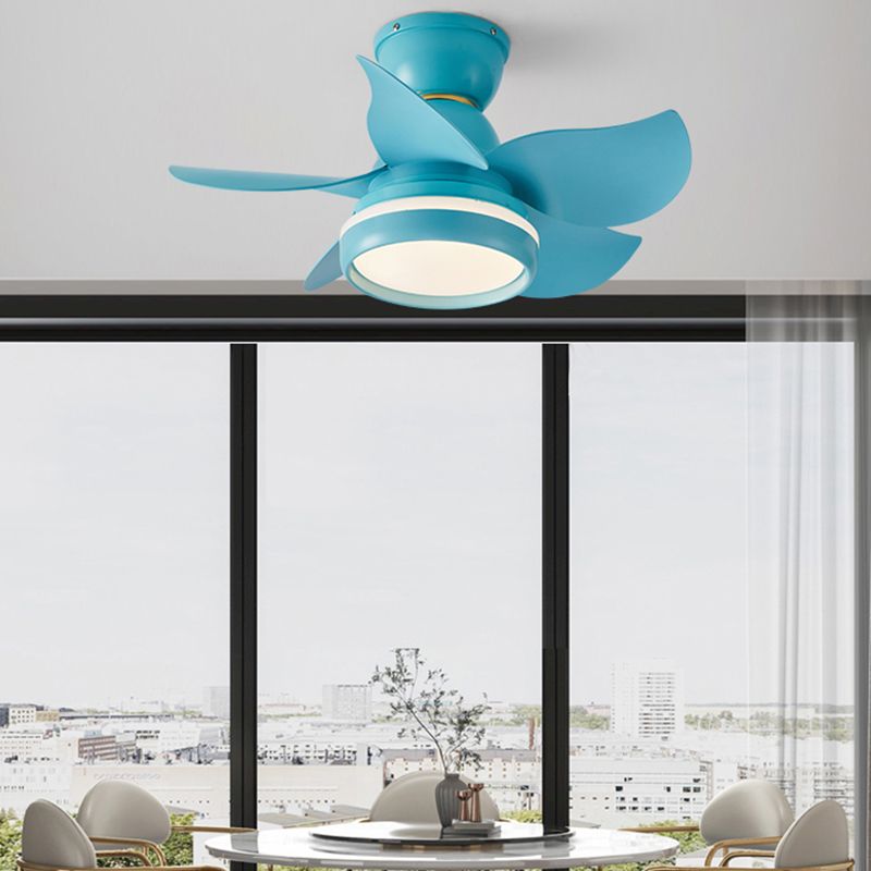 Conversion de fréquence Ventilateur LED Light Macaron Style Kids Room Semi Flush Plafond Light