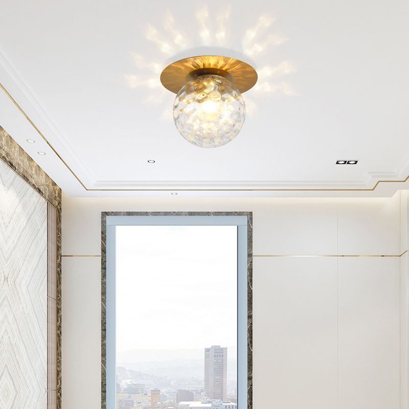 Traditional Globe Bath Sconce Iron & Glass Bathroom Vanity Lighting in Black / Gold