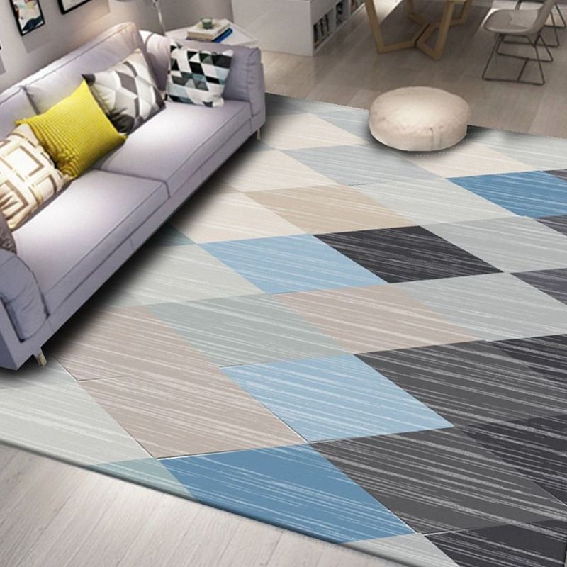 Mehrfarbiger Deko-Teppich, moderner, geometrisch gemusterter Teppich, Polyester, haustierfreundlich, rutschfester Innenteppich