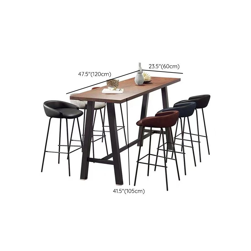 Rectangle Pine Solid Wood Trestle Base Bar Table for Kitchen Dining Room