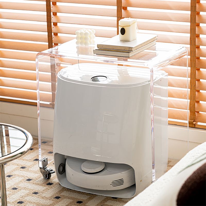 Sled 1 Single Coffee Table Clear Acrylic Cocktail Table with Casters