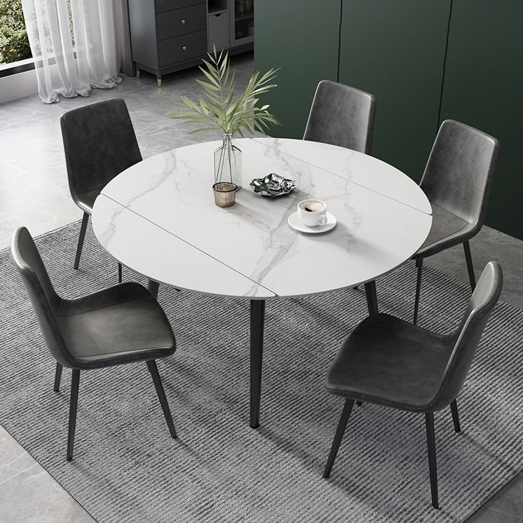 Modern Scalable Dinette Set 1/4/5/6 Pieces Round Sintered Stone Top Dining Table Set