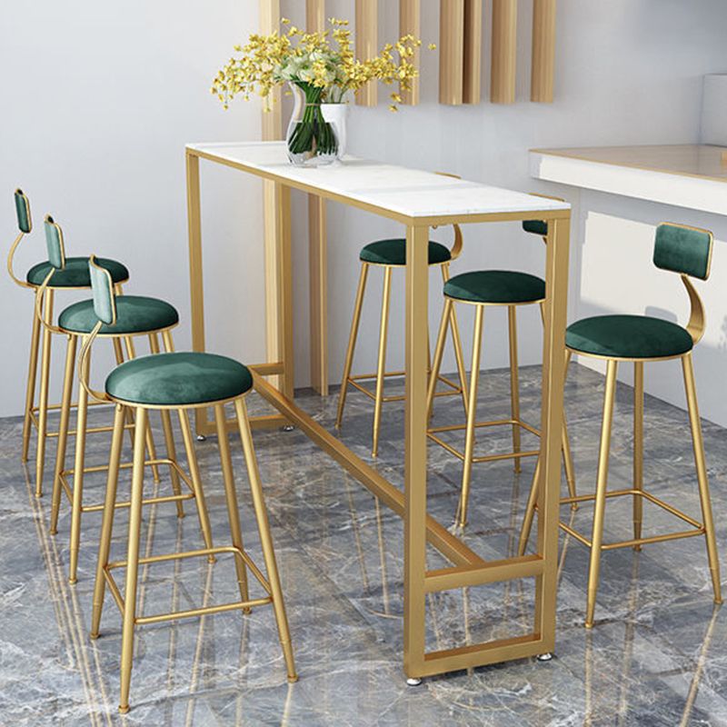 Glam Style Rectangle Bar Table Faux Marble Bar Dining Table for Living Room