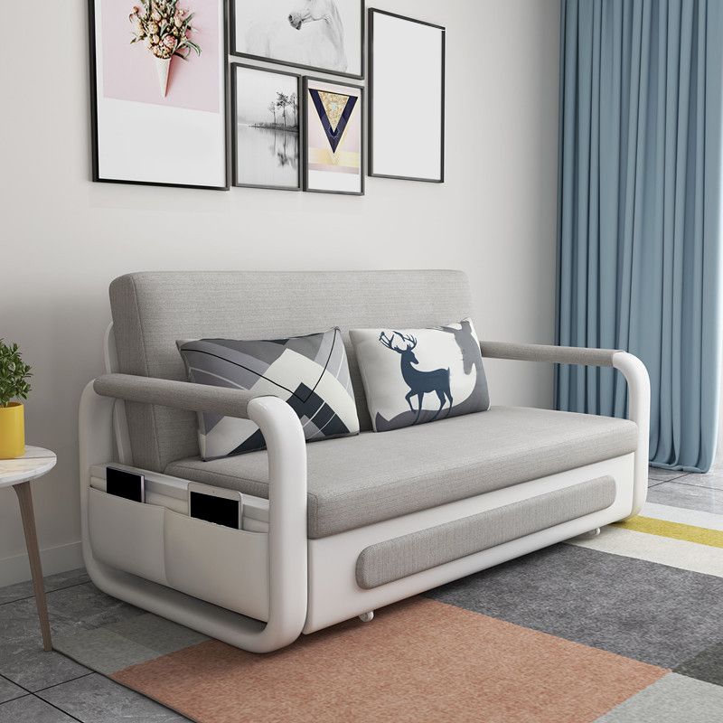 Light Gray 30.70" Wide Sofa Bed Linen Sleeper Sofa with Upholstered and Storage Box