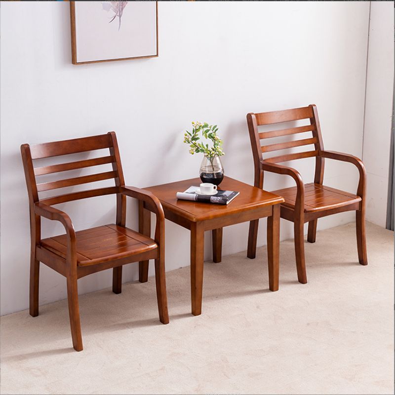 Mid-century Modern Style Rubber Wood Solid Wood Armrest Fixed Back ARM Chair