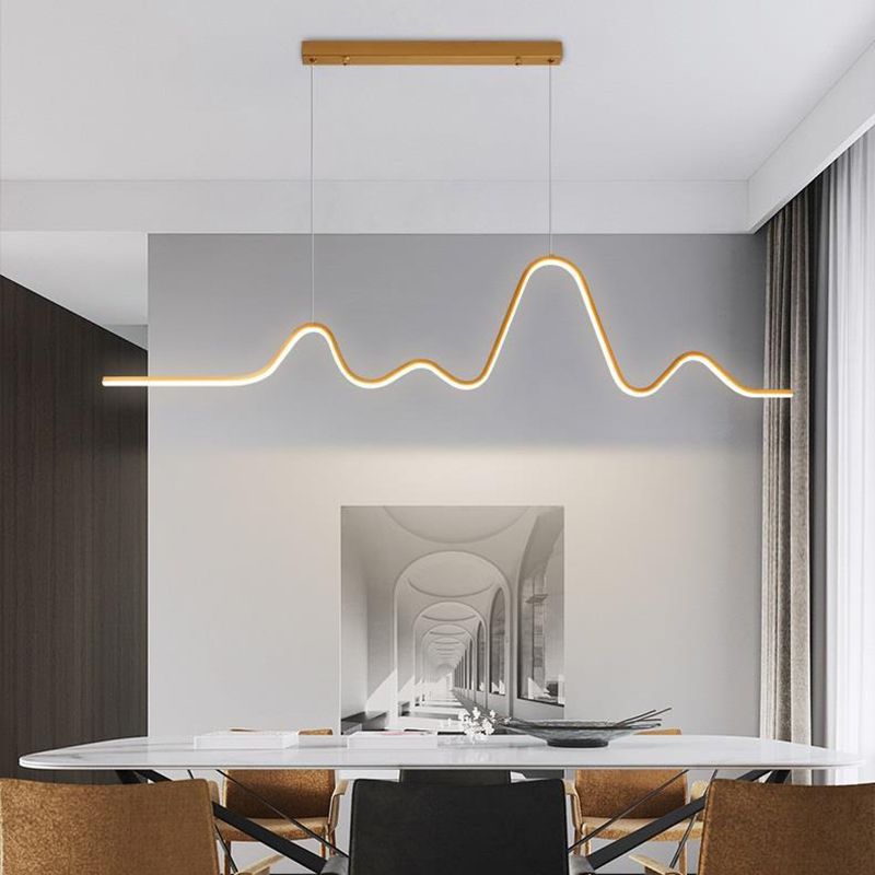 Modern Style Geometric Shape Island Pendant Metal Island Light Fixtures for Living Room