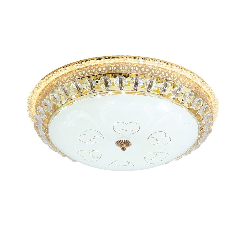 Circle Crystal Block Flushmount Lamp Modernist LED Gold Flush Light Fixture for Bedroom