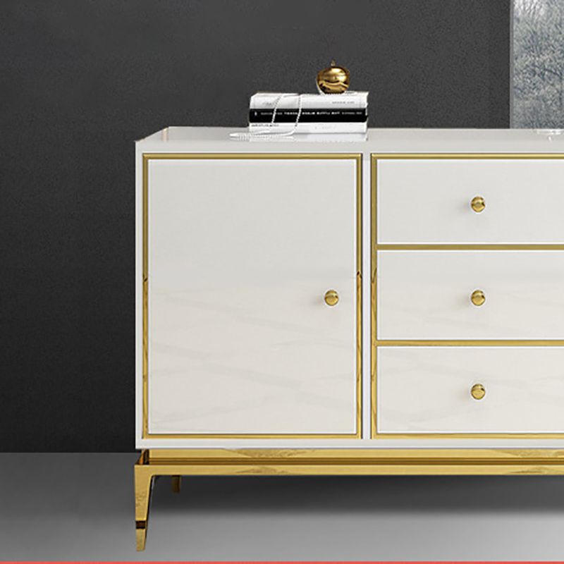 Contemporary White Makeup Dressing Table Stool Set with Drawers