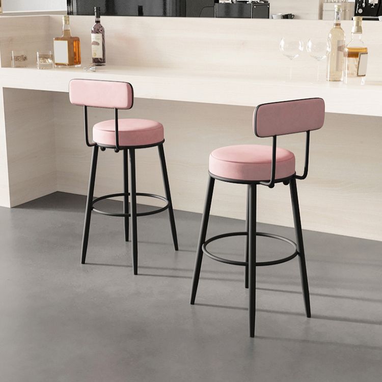 Fabric Upholstered Armless Bar Stools Scandinavian Round Seat Barstool