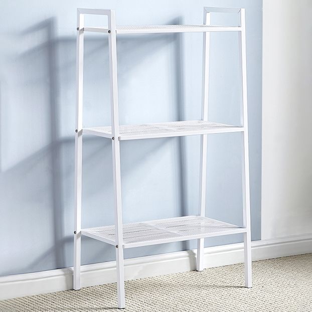 Modern Style Bookshelf Ladder Open Back Metal Bookcase for Home