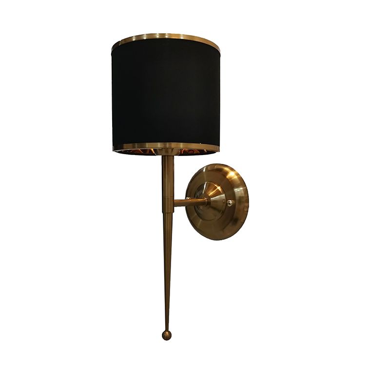 American Messing Wandlauchzylinderwandleuchte mit natürlicher Sackleinen für Wohnzimmer