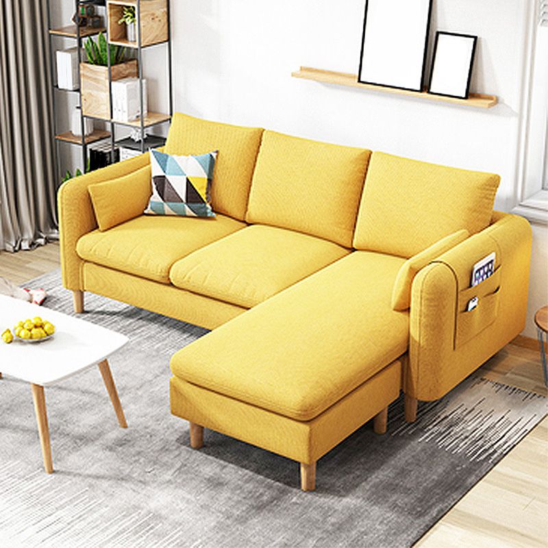 Scandinavian Velvet Removable Cushions Square Arm Sofa Slipcovered Sectional