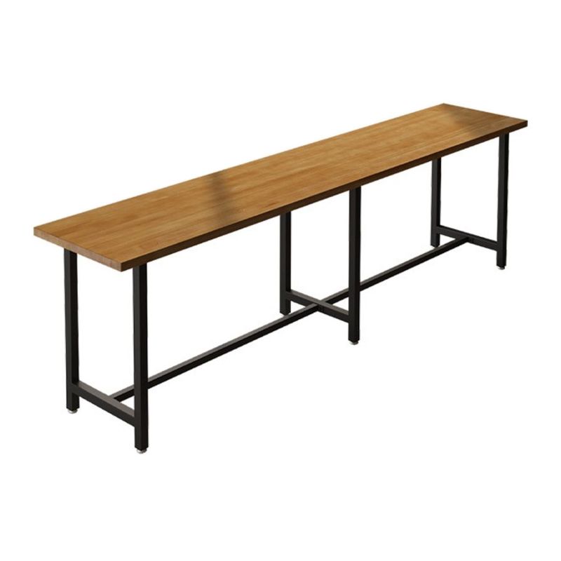 Modern Brown Wood Bistro Table with Rectangle Table Top Black Trestle Table 42'' H