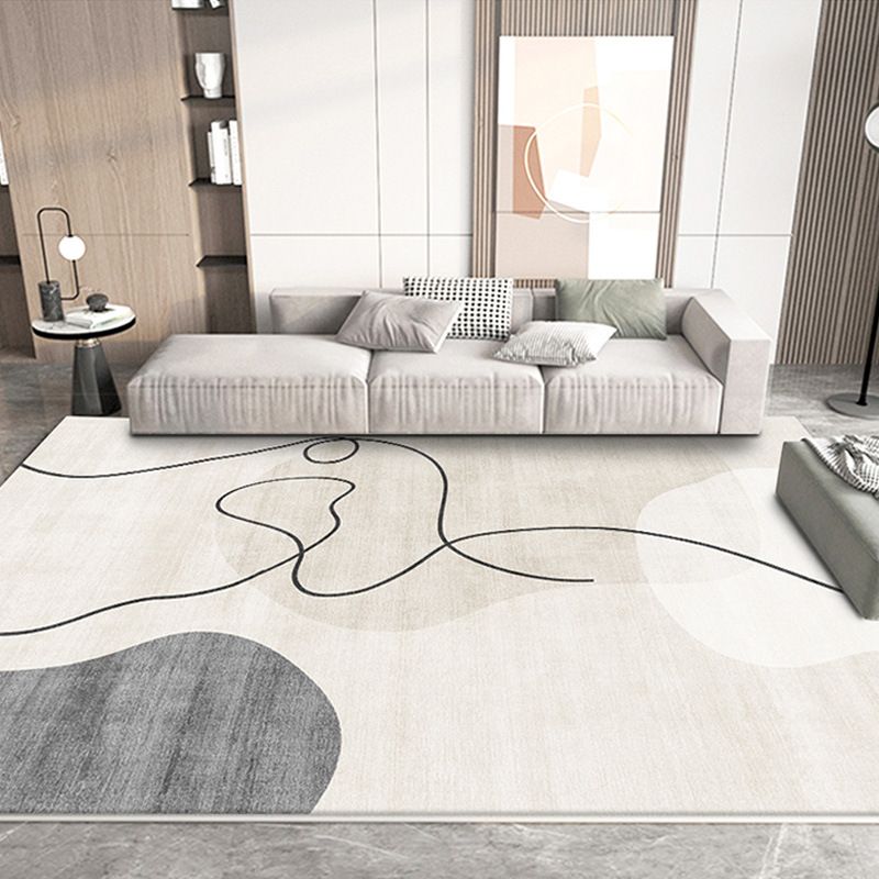 Contemporary Color Block Rug Polyester Indoor Carpet Pet Friendly Area Rug for Living Room
