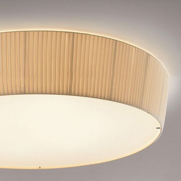 Fabric Drum Shape Flush Ceiling Light Modern Multi Lights Flush Light Fixtures in Yellow