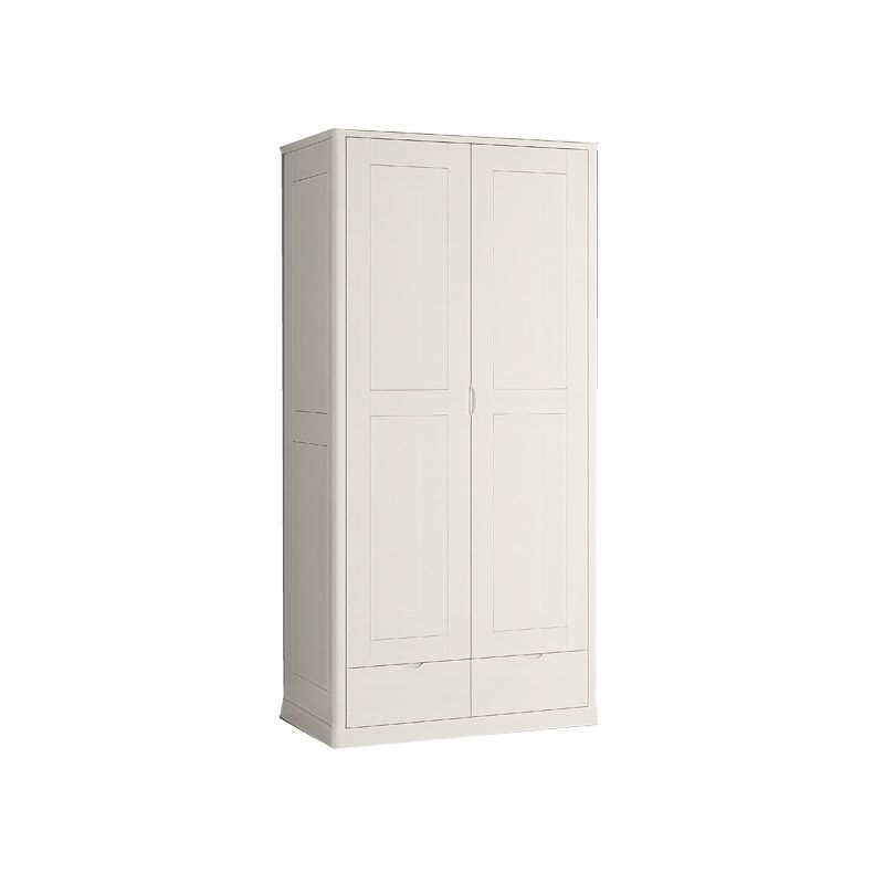 Contemporary Style Wardrobe Armoire Solid Wood Wardrobe Closet with Doors and Drawers