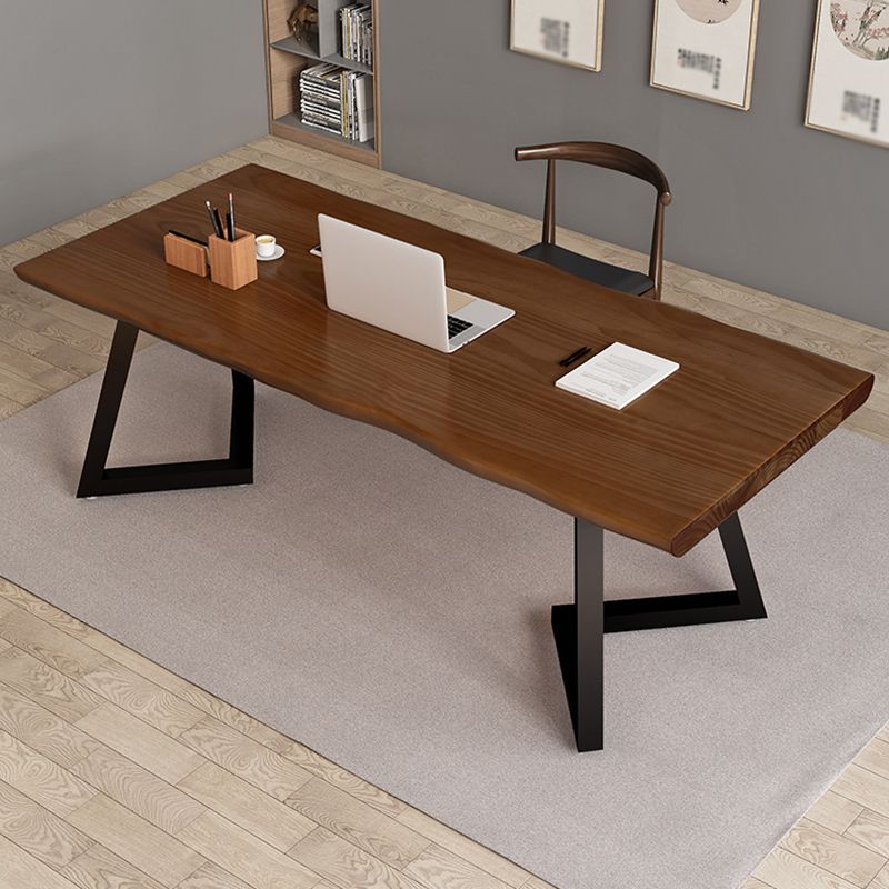 Modern Style Brown Top Office Desk Home Solid Wood Writing Desk