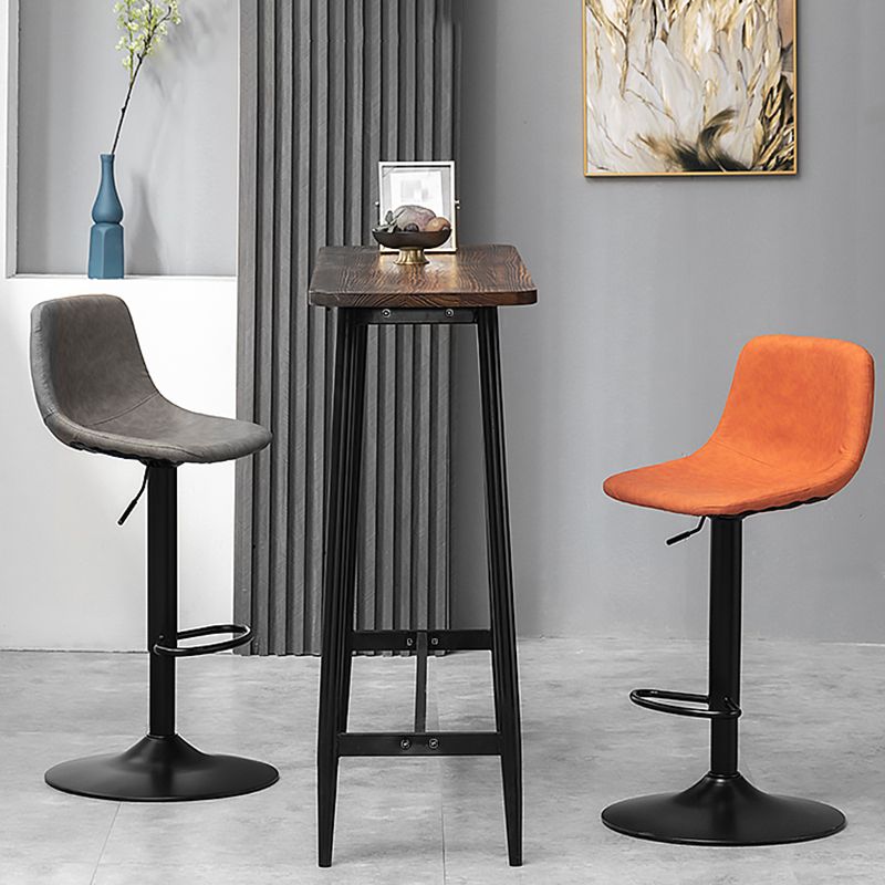 Contemporary Metal Barstool Faux Leather Upholstered Counter Stool Home