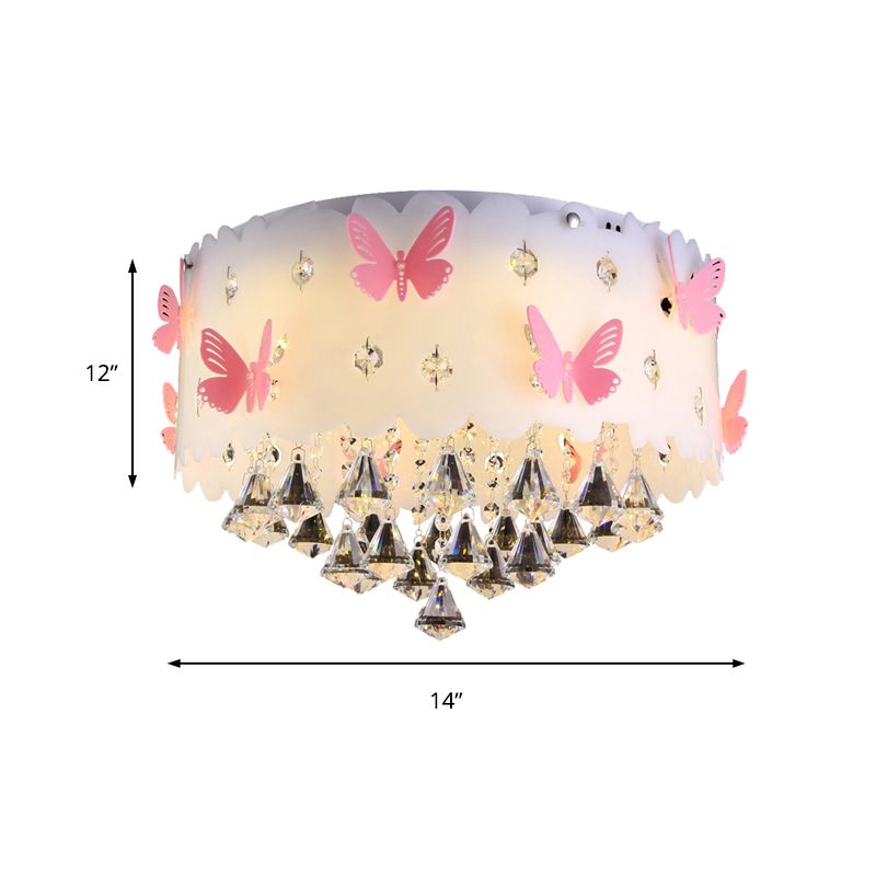 Lampada da soffitto a forma di farfalla rosa, lampada da soffitto decorativa in cristallo scintillante per la camera da letto delle ragazze