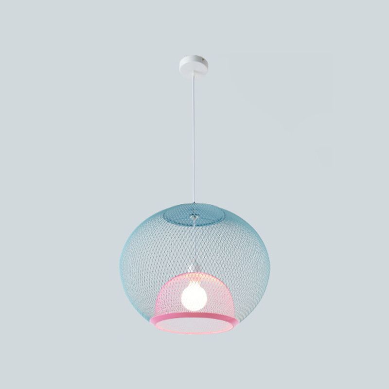 Éclairage à mailles de fil de fer Light Macaron Style 1 Hier Globe Suspension Lumière