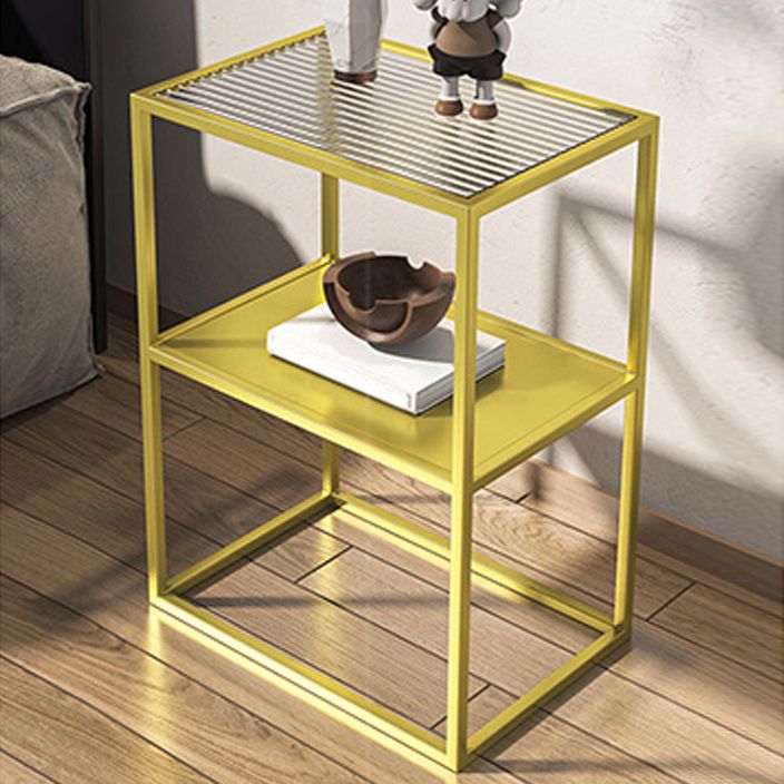 Modern Frame Coffee Cocktail Table Rectangular Glass Top Cocktail Table