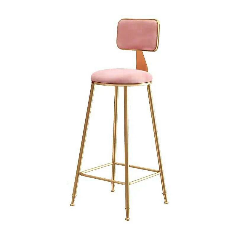 Glam Round Counter Stool Footrest Upholstered Low Back Indoor  Dining Stool