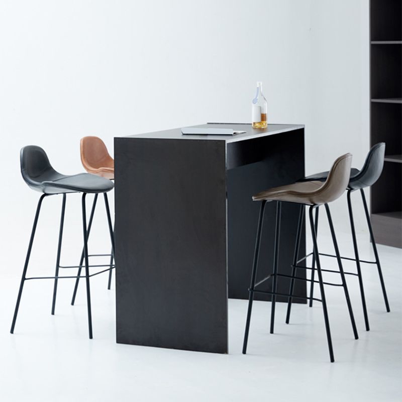 Modern Backrest Counter Stool Iron Bar Stool with Leather Cushion for Dining Room